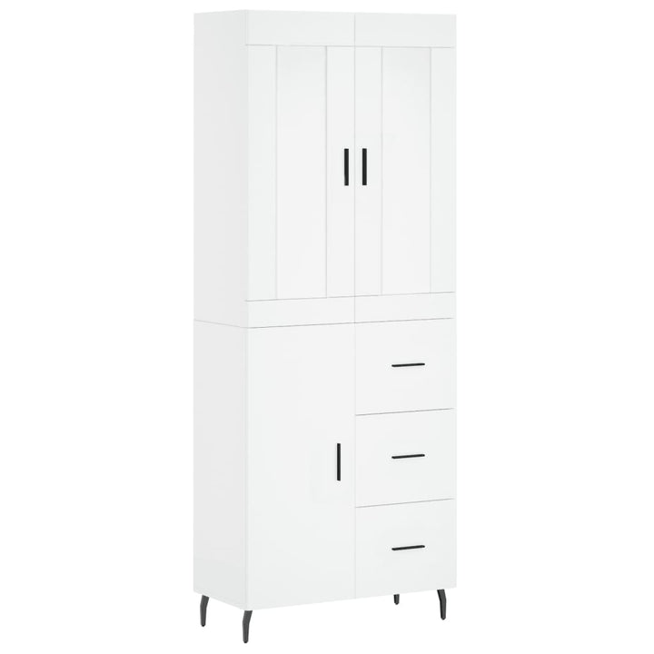 højskab 69,5x34x180 cm konstrueret træ hvid