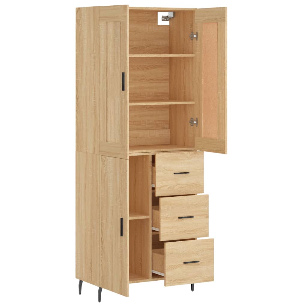 højskab 69,5x34x180 cm konstrueret træ sonoma-eg