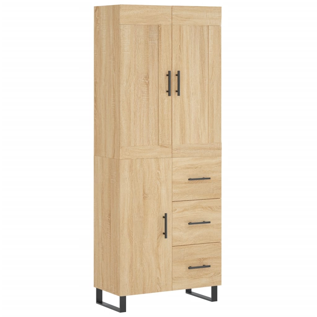 højskab 69,5x34x180 cm konstrueret træ sonoma-eg