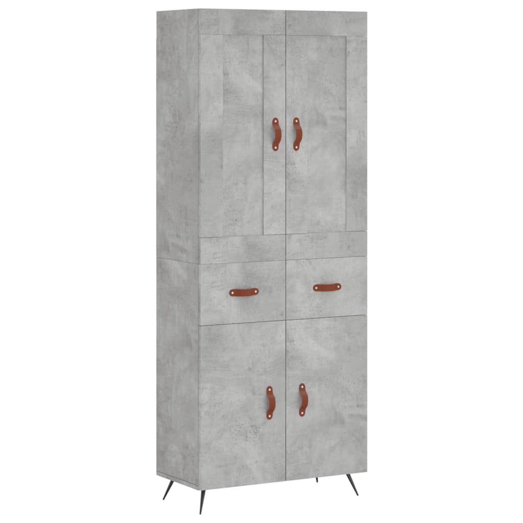 højskab 69,5x34x180 cm konstrueret træ betongrå