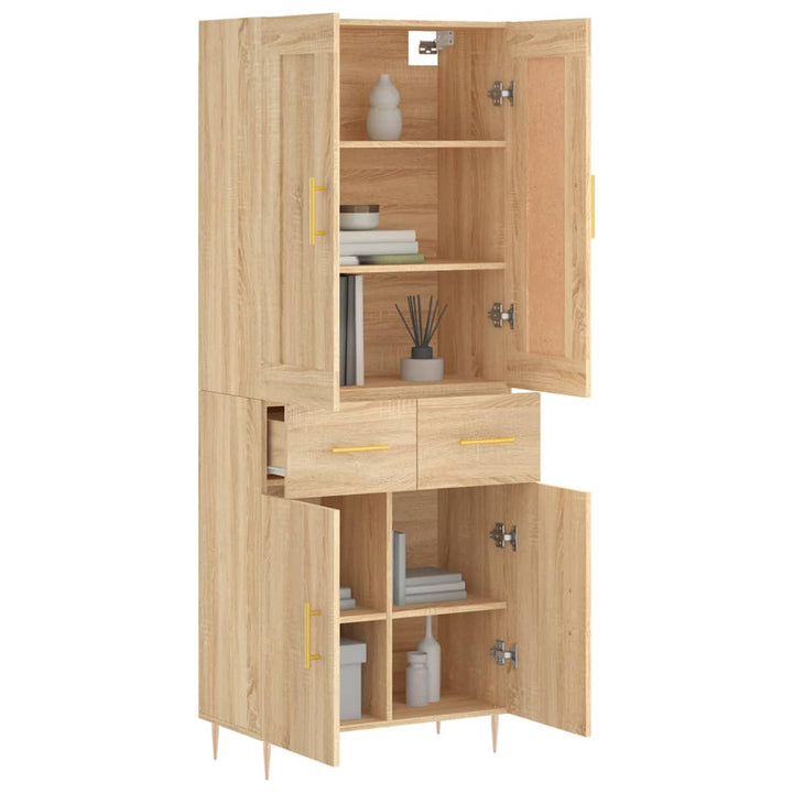 højskab 69,5x34x180 cm konstrueret træ sonoma-eg