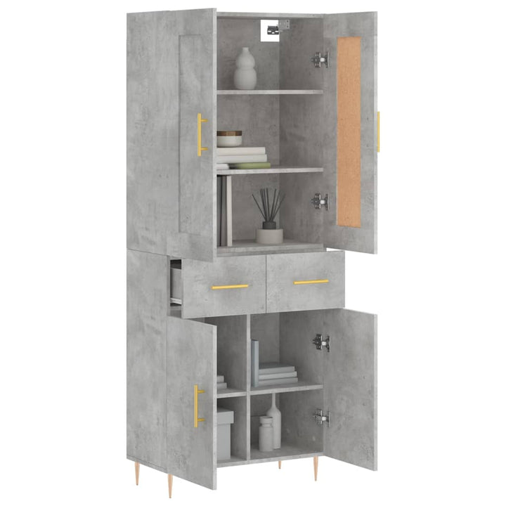 højskab 69,5x34x180 cm konstrueret træ betongrå