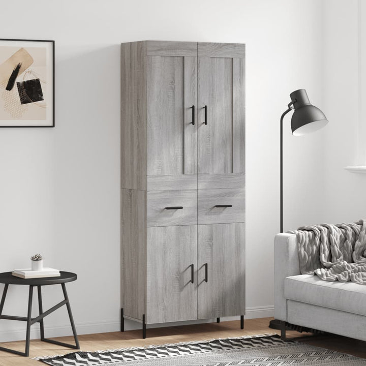 højskab 69,5x34x180 cm konstrueret træ grå sonoma-eg
