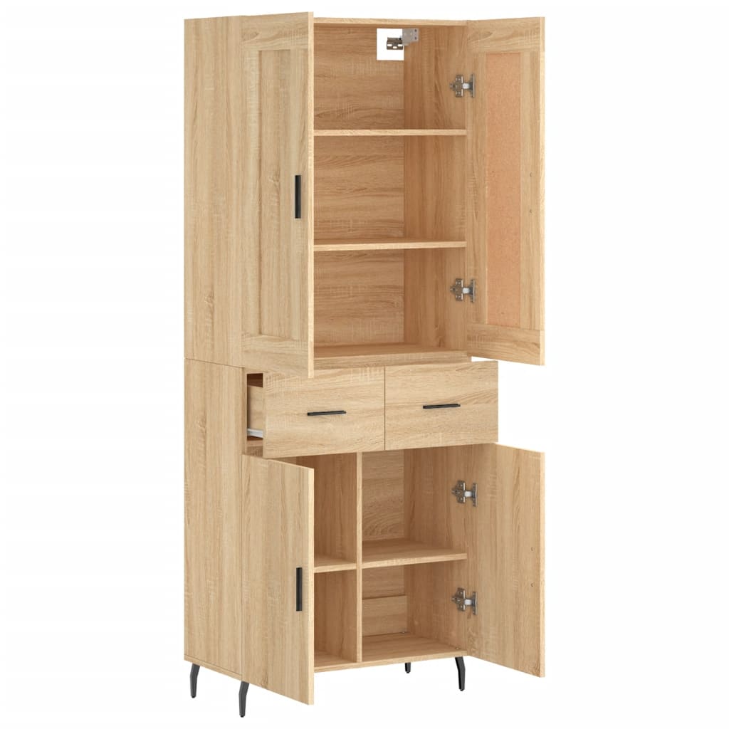 højskab 69,5x34x180 cm konstrueret træ sonoma-eg