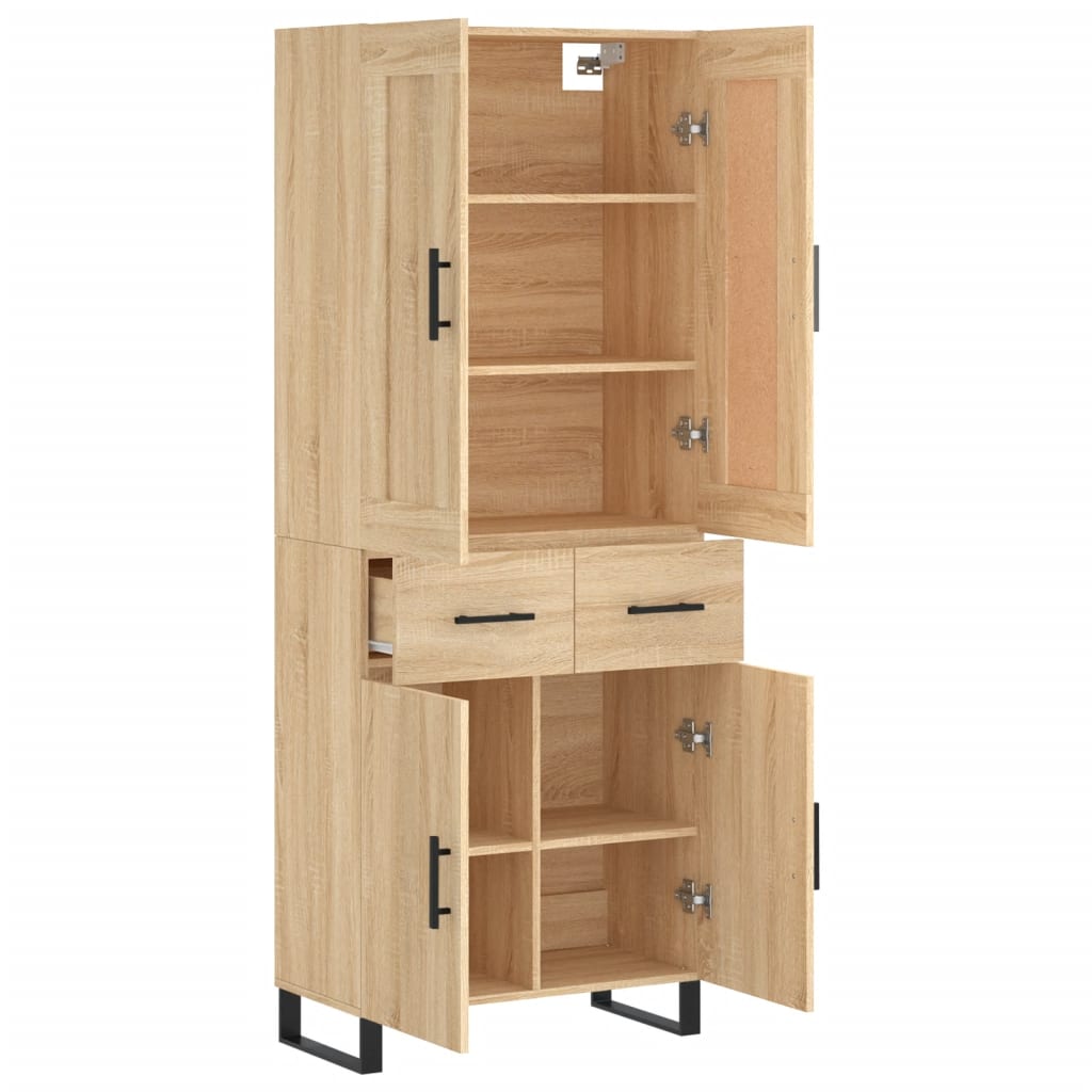 højskab 69,5x34x180 cm konstrueret træ sonoma-eg