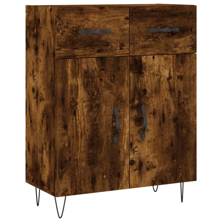 højskab 69,5x34x180 cm konstrueret træ røget egetræsfarve