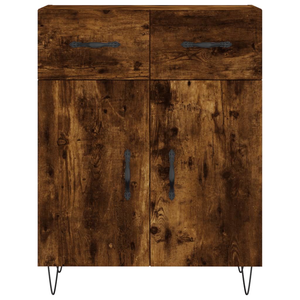 højskab 69,5x34x180 cm konstrueret træ røget egetræsfarve