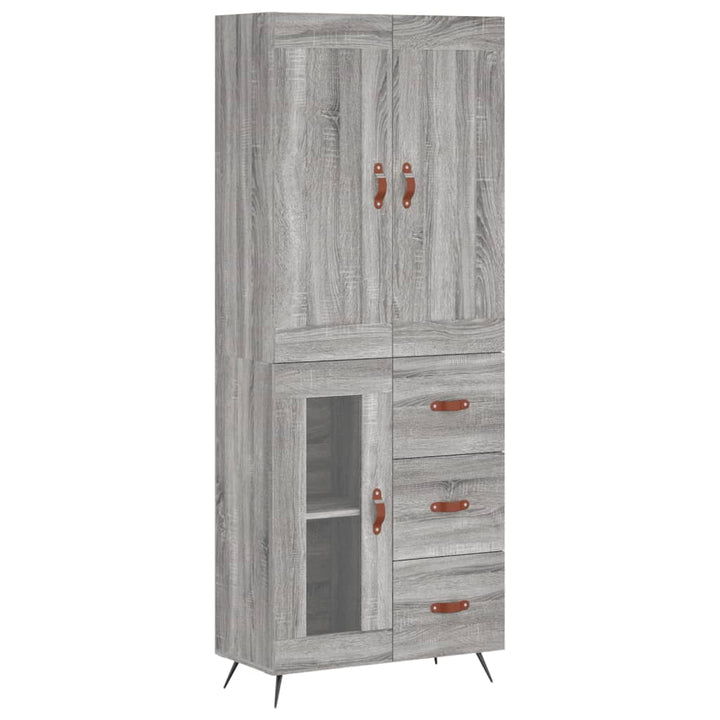 højskab 69,5x34x180 cm konstrueret træ grå sonoma-eg