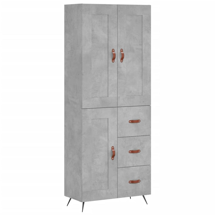 højskab 69,5x34x180 cm konstrueret træ betongrå