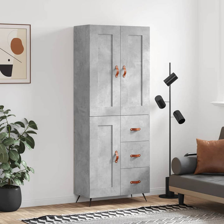 højskab 69,5x34x180 cm konstrueret træ betongrå