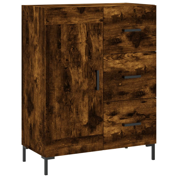 højskab 69,5x34x180 cm konstrueret træ røget egetræsfarve