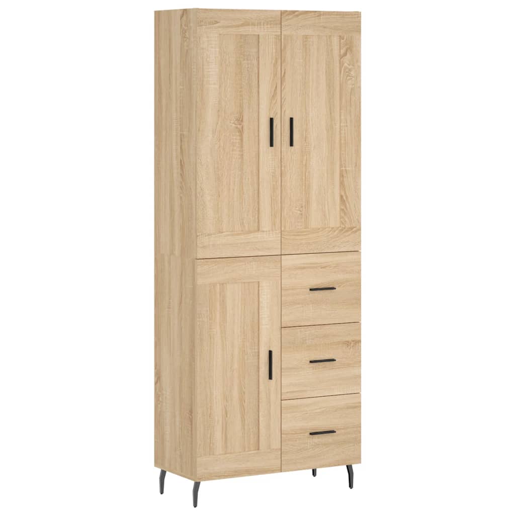 højskab 69,5x34x180 cm konstrueret træ sonoma-eg