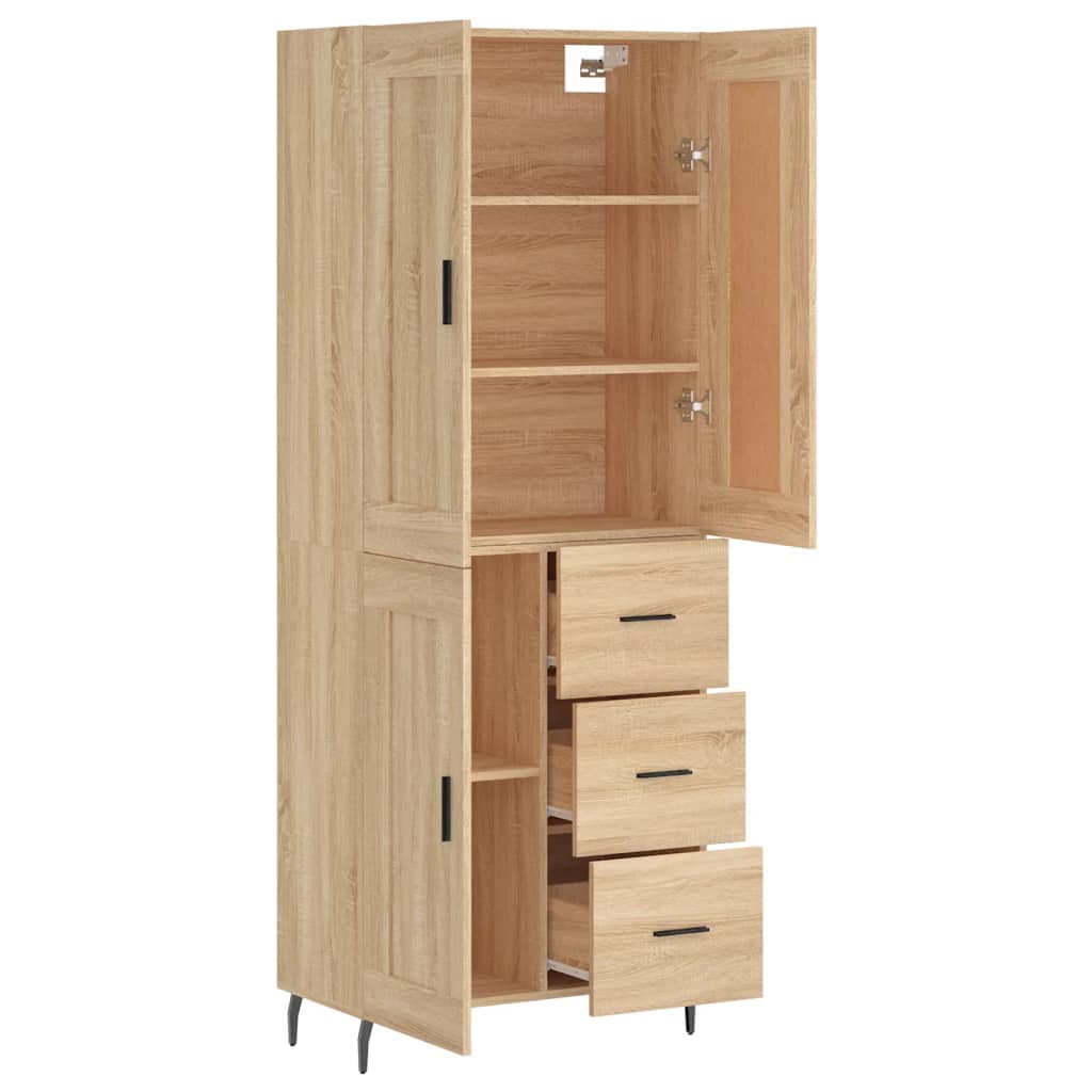 højskab 69,5x34x180 cm konstrueret træ sonoma-eg