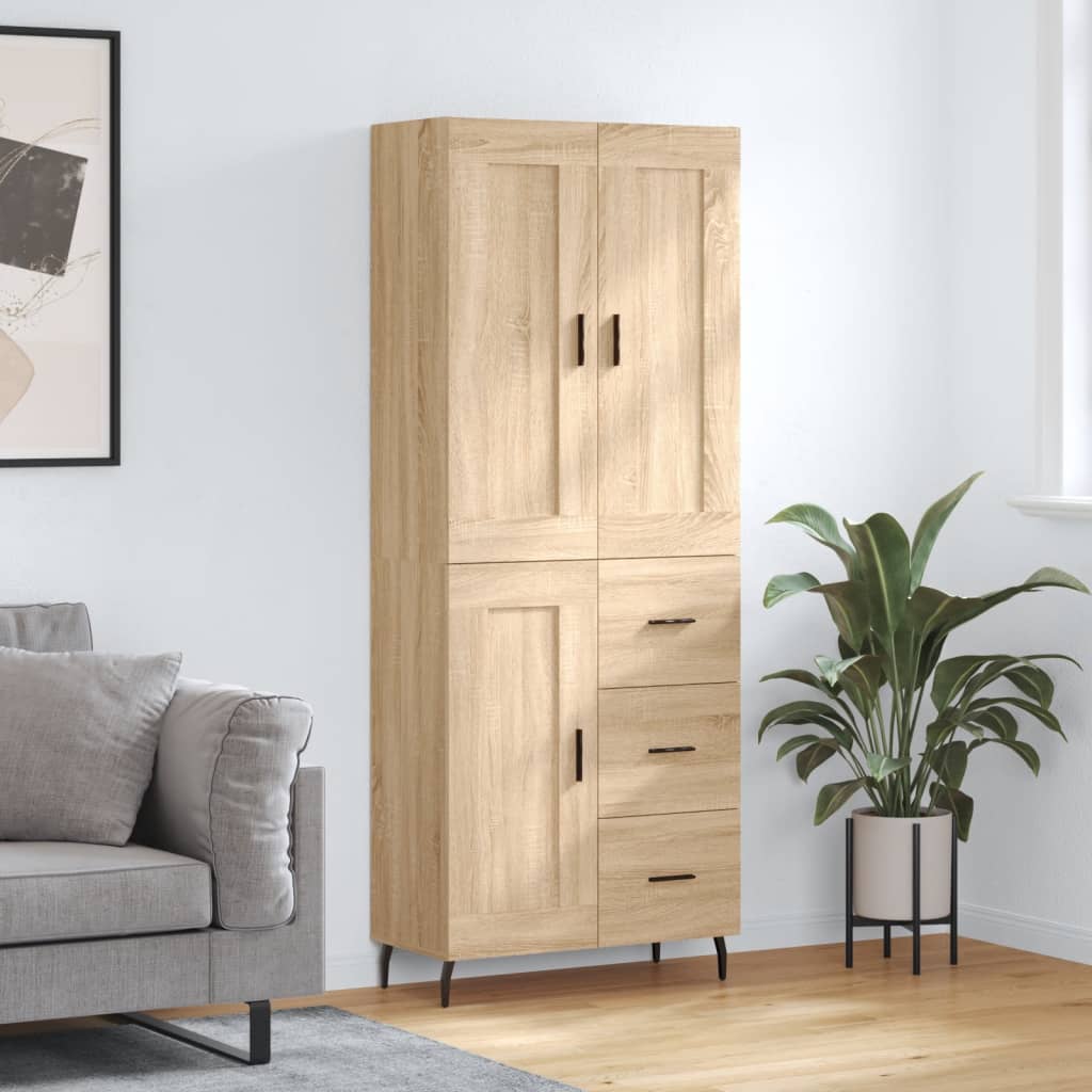 højskab 69,5x34x180 cm konstrueret træ sonoma-eg