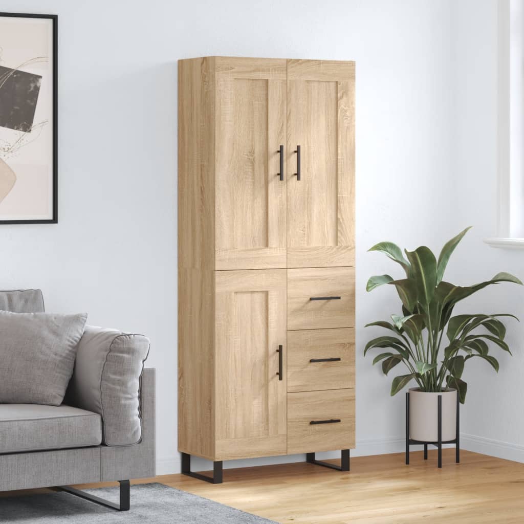 højskab 69,5x34x180 cm konstrueret træ sonoma-eg
