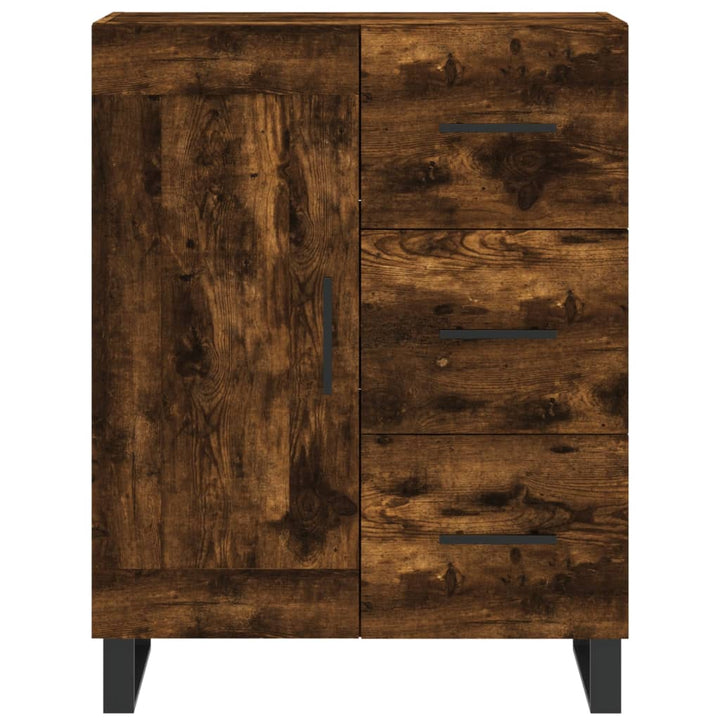 højskab 69,5x34x180 cm konstrueret træ røget egetræsfarve