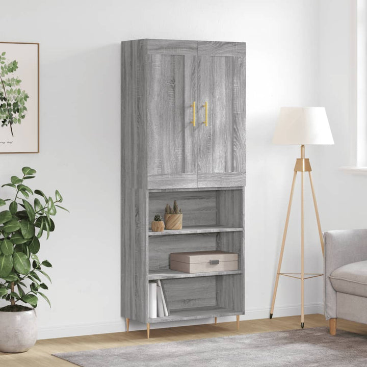 højskab 69,5x34x180 cm konstrueret træ grå sonoma-eg