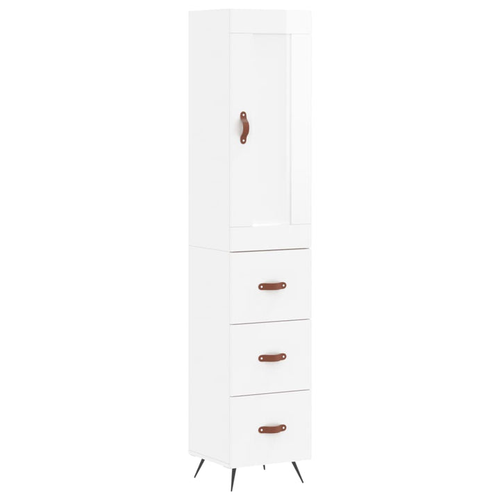 skab 34,5x34x180 cm konstrueret træ hvid højglans
