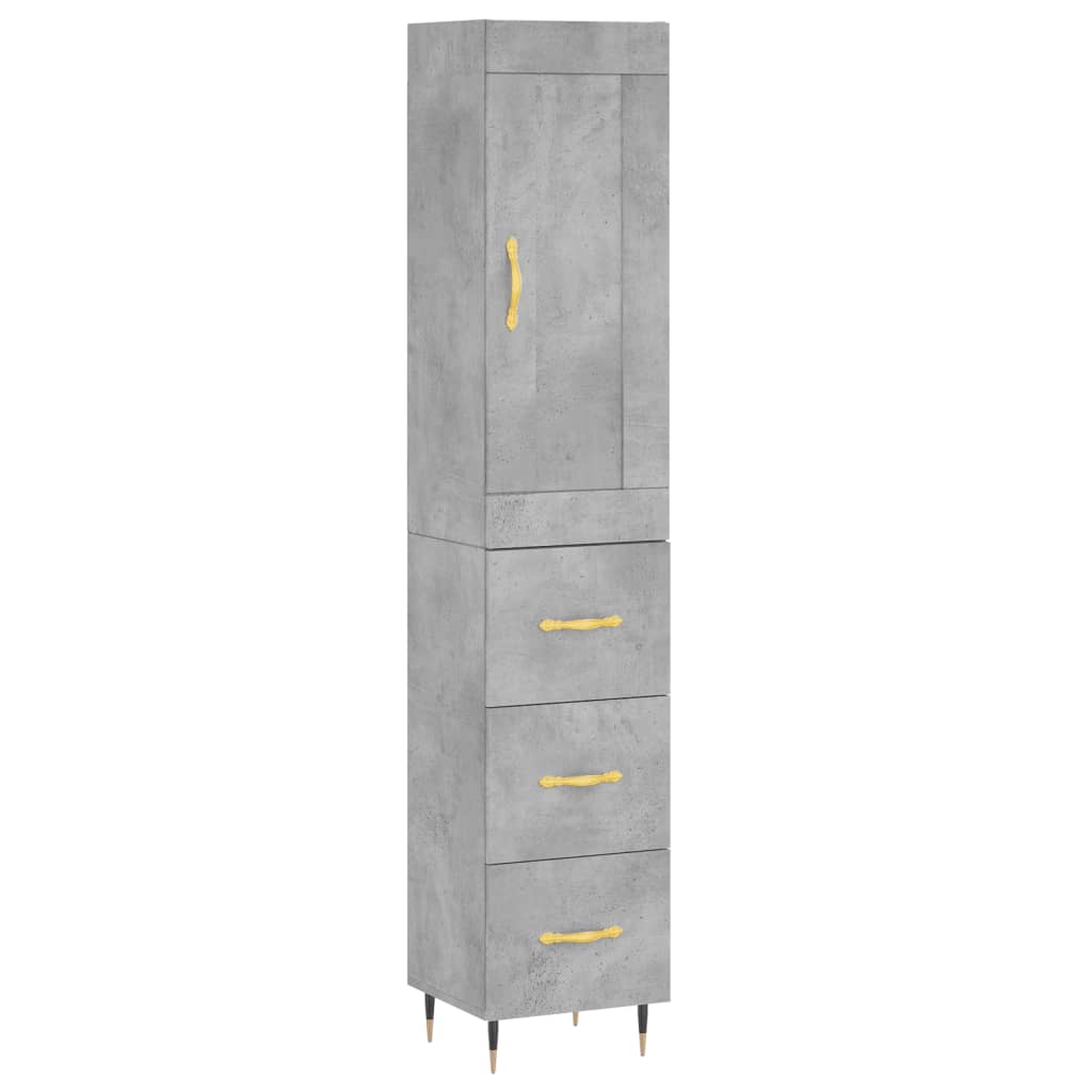 skab 34,5x34x180 cm konstrueret træ betongrå