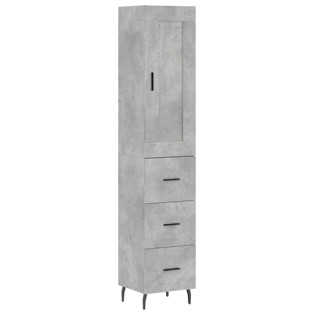 skab 34,5x34x180 cm konstrueret træ betongrå
