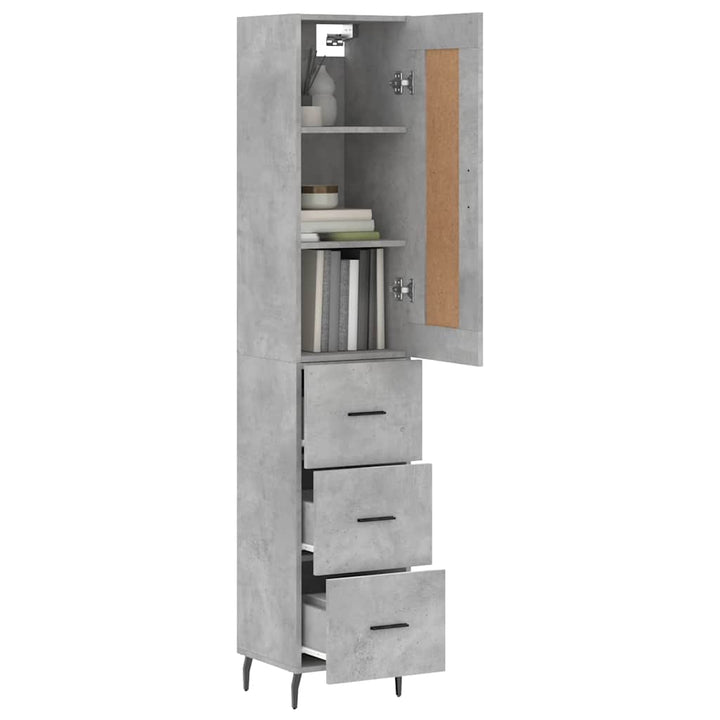 skab 34,5x34x180 cm konstrueret træ betongrå
