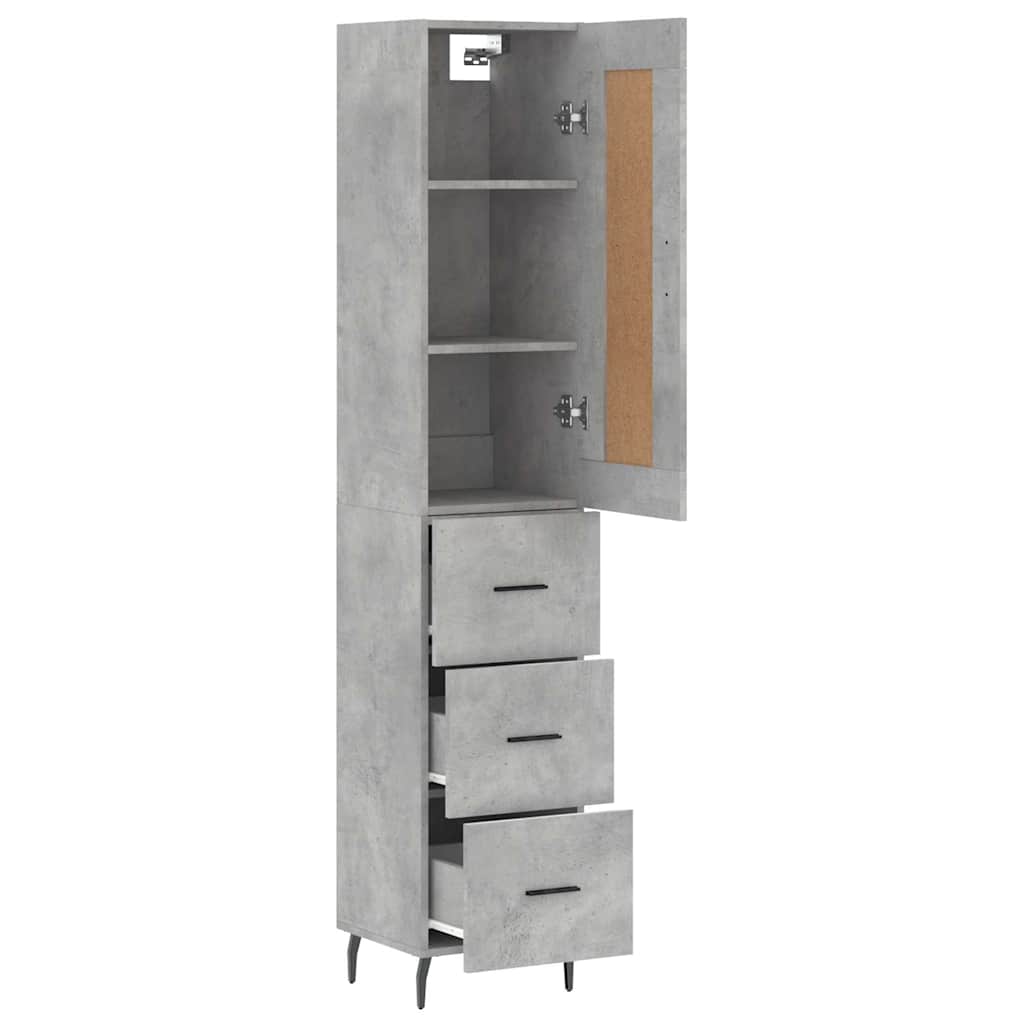 skab 34,5x34x180 cm konstrueret træ betongrå