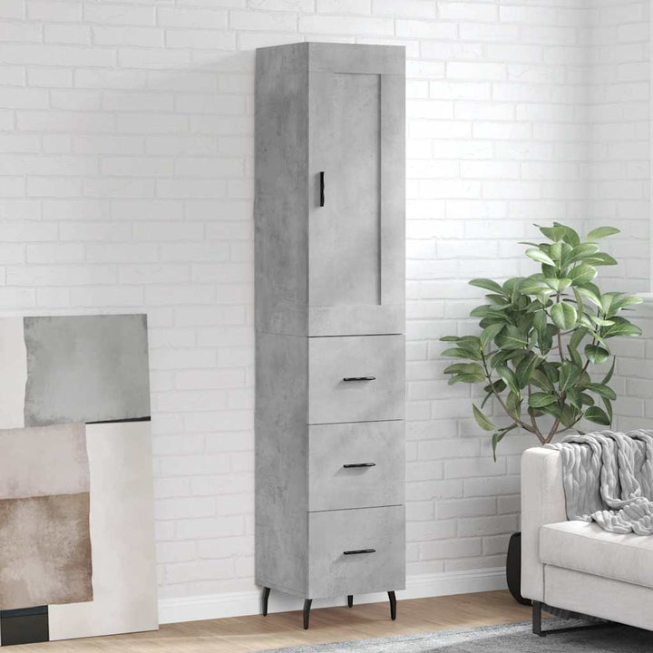 skab 34,5x34x180 cm konstrueret træ betongrå