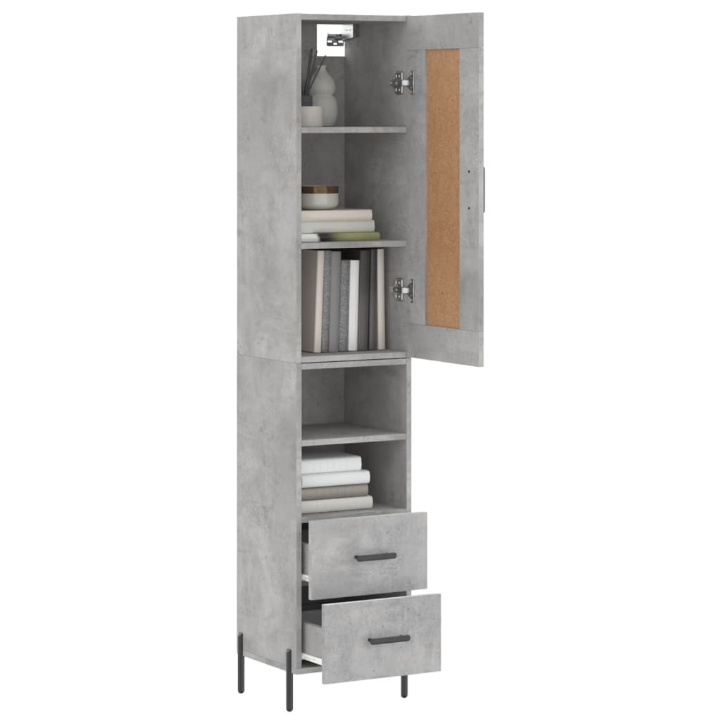 skab 34,5x34x180 cm konstrueret træ betongrå