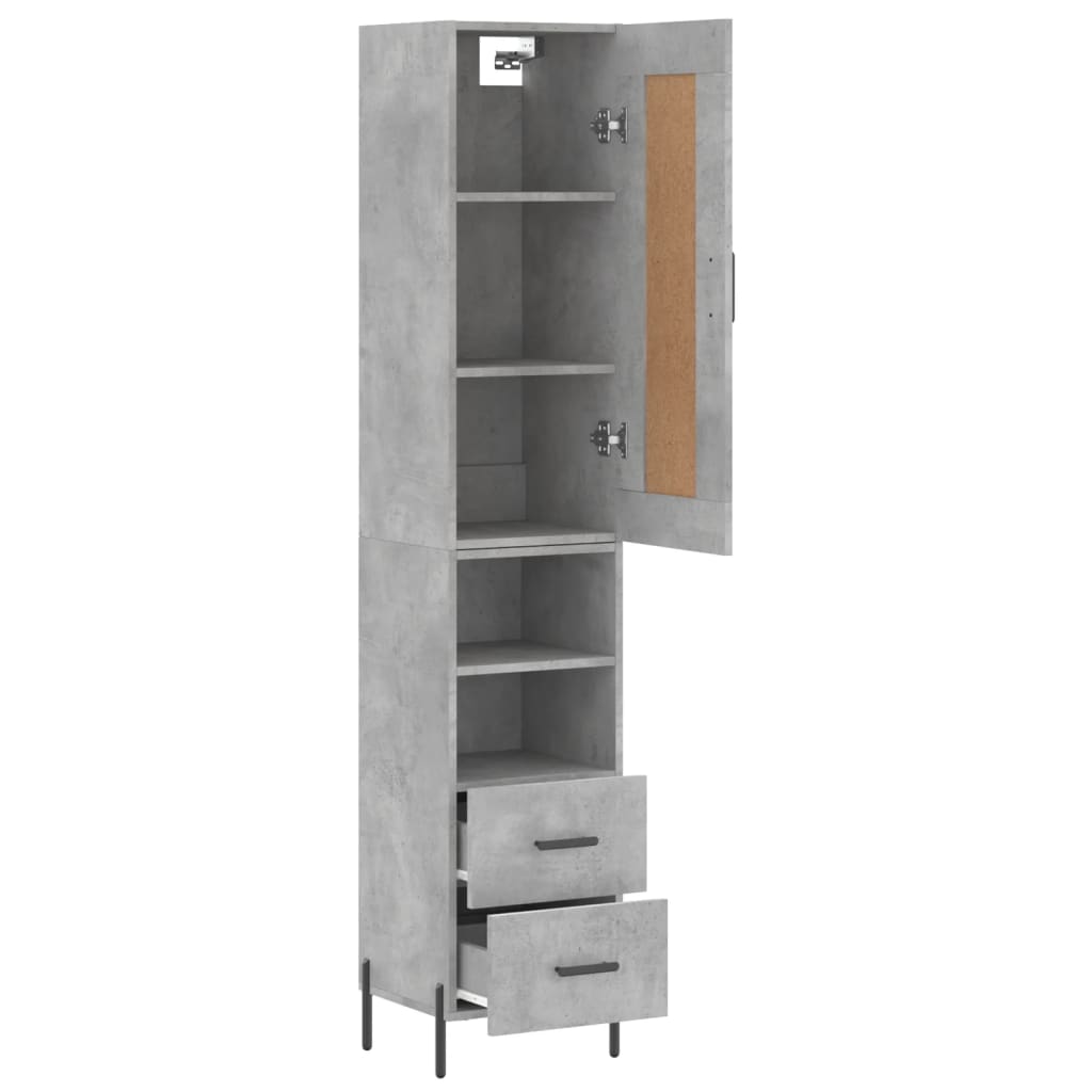 skab 34,5x34x180 cm konstrueret træ betongrå