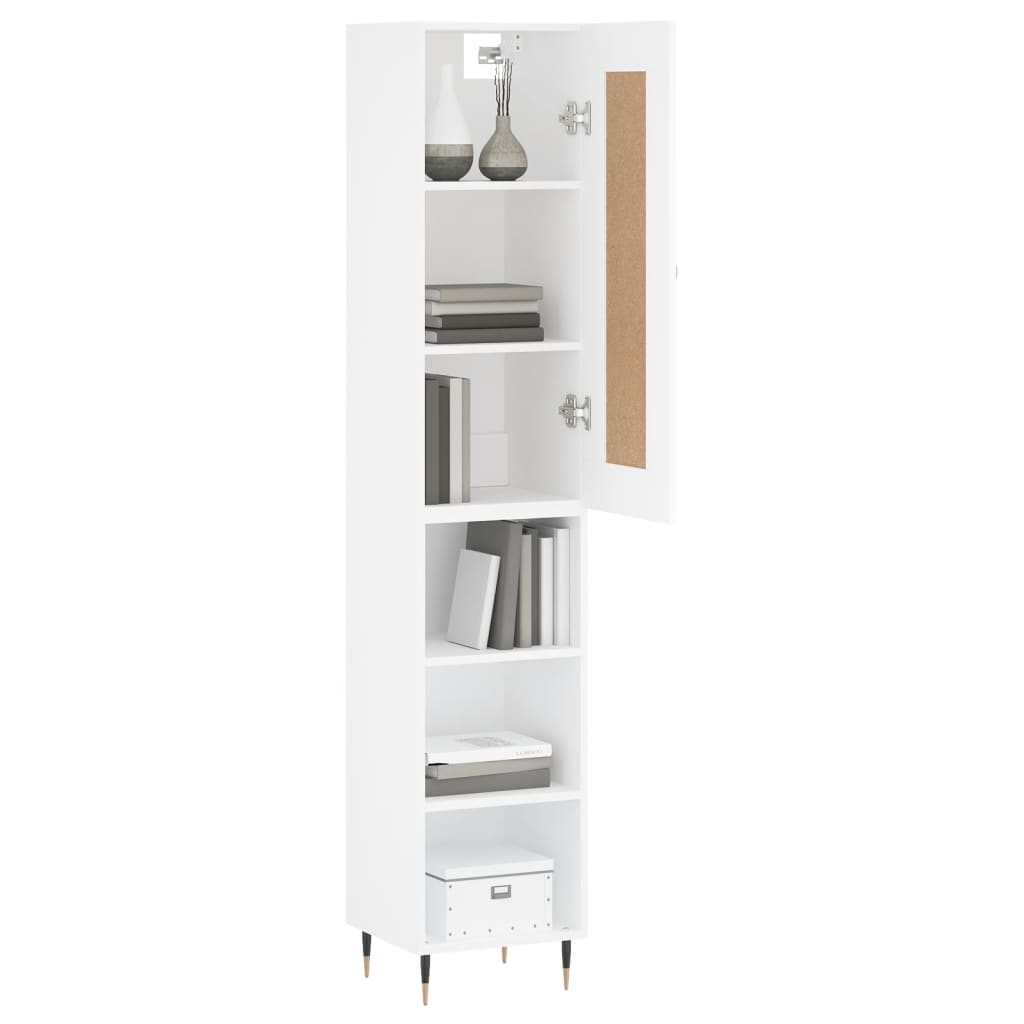 skab 34,5x34x180 cm konstrueret træ hvid