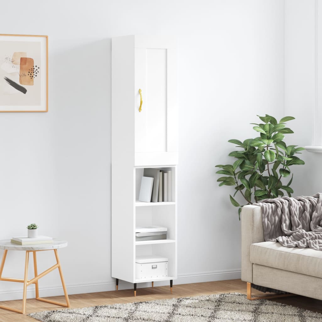 skab 34,5x34x180 cm konstrueret træ hvid