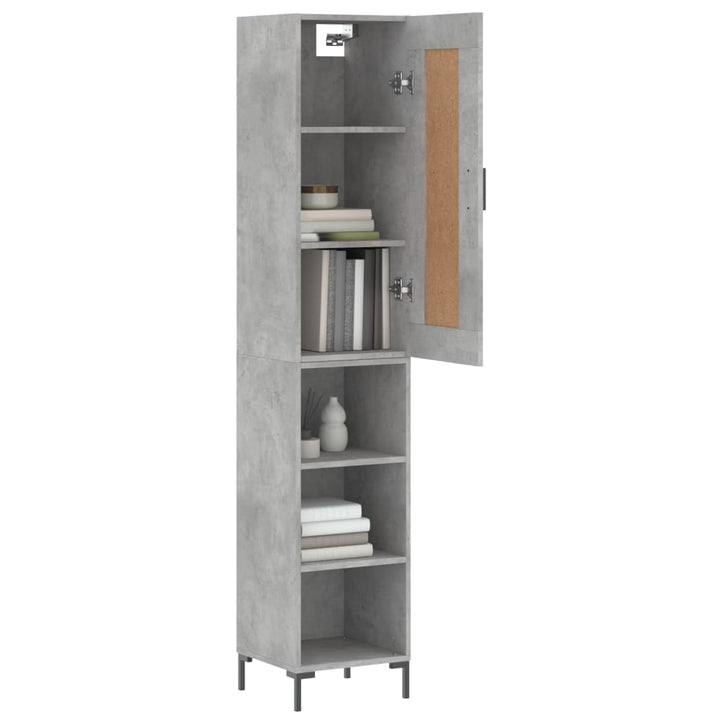 skab 34,5x34x180 cm konstrueret træ betongrå