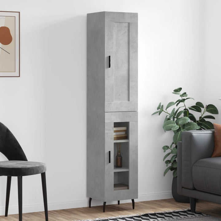 skab 34,5x34x180 cm konstrueret træ betongrå