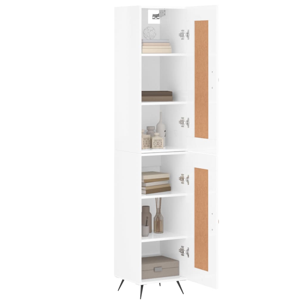 skab 34,5x34x180 cm konstrueret træ hvid højglans