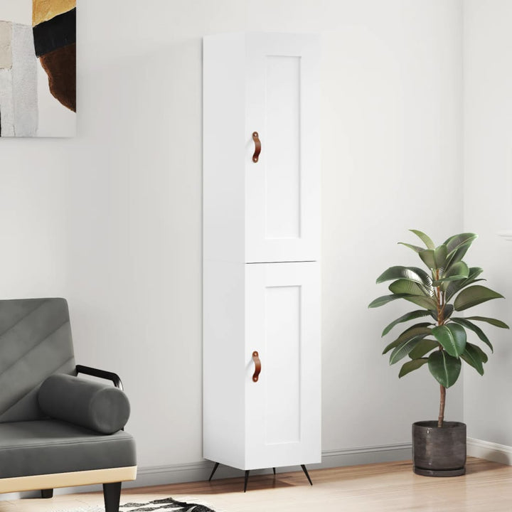 skab 34,5x34x180 cm konstrueret træ hvid højglans