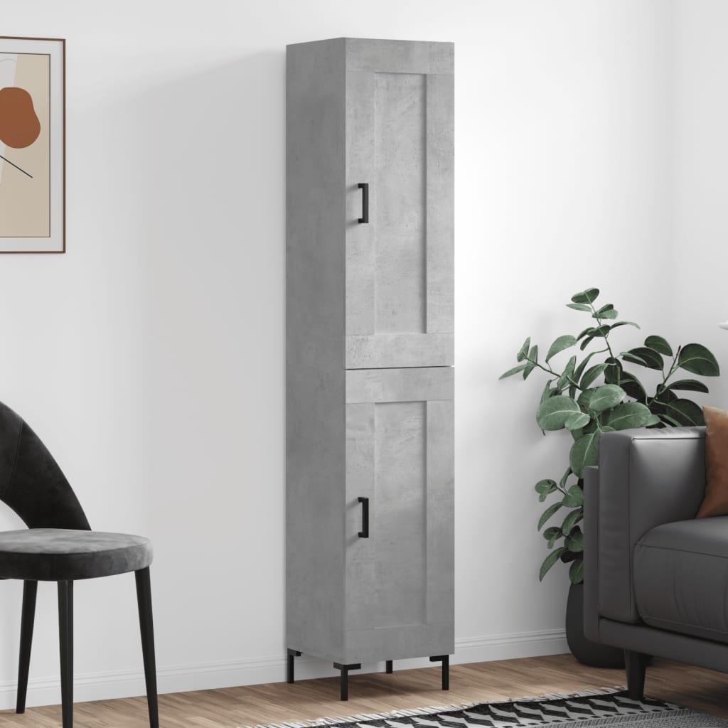 skab 34,5x34x180 cm konstrueret træ betongrå