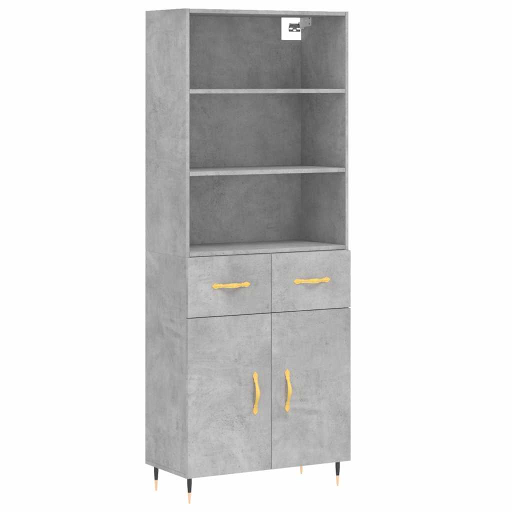 højskab 69,5x34x180 cm konstrueret træ betongrå