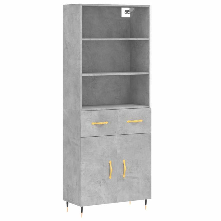 højskab 69,5x34x180 cm konstrueret træ betongrå