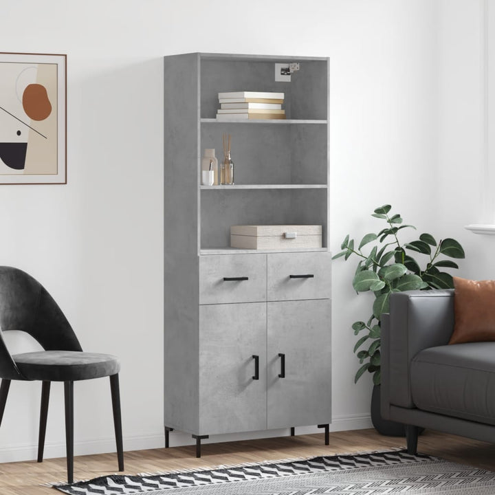 højskab 69,5x34x180 cm konstrueret træ betongrå