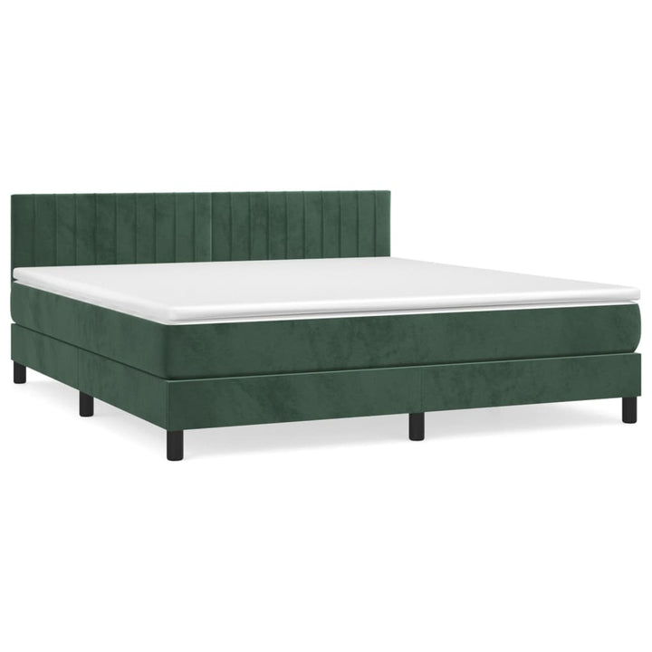 kontinentalseng med madras 180x200 cm fløjl mørkegrøn