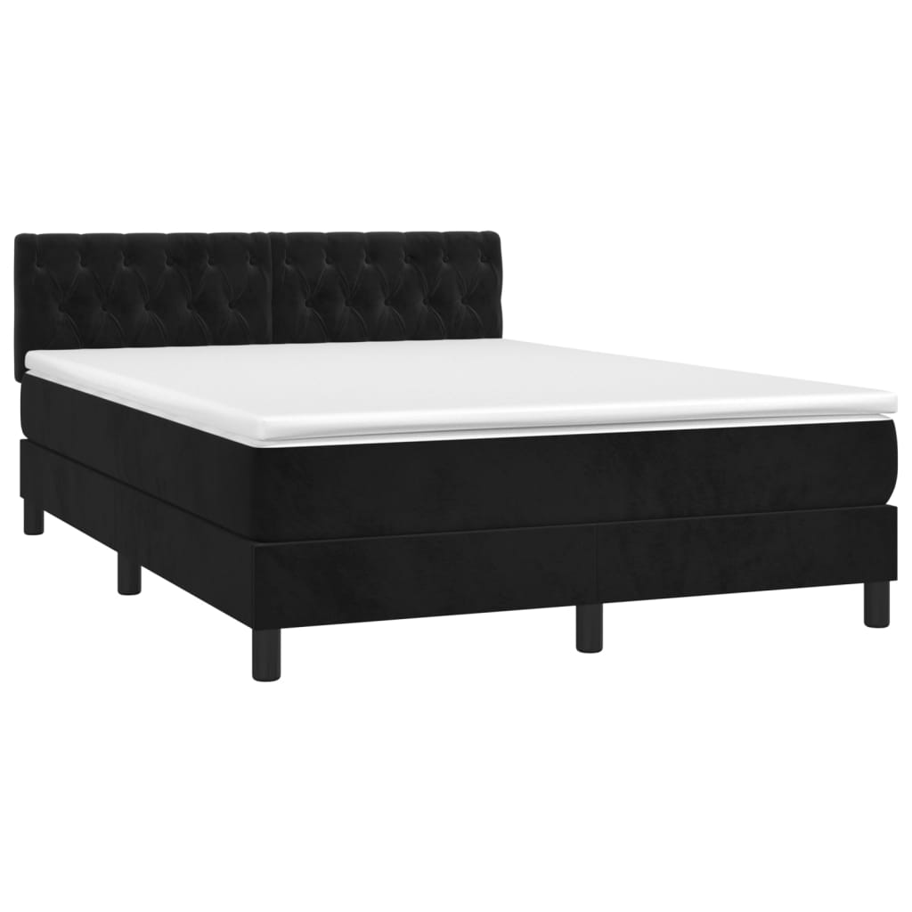 kontinentalseng med madras 140x200 cm fløjl sort