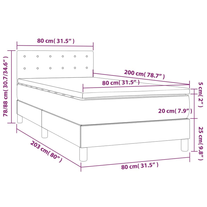 kontinentalseng med madras 80x200 cm fløjl lysegrå
