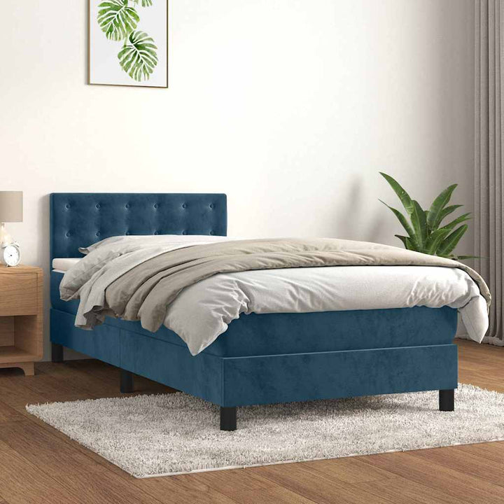kontinentalseng med madras 80x200 cm fløjl mørkeblå