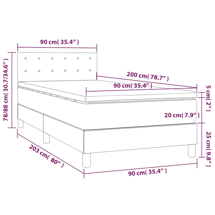 kontinentalseng med madras 90x200 cm fløjl sort
