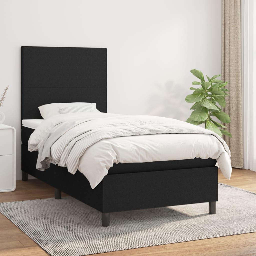 kontinentalseng med madras 90x190 cm stof sort