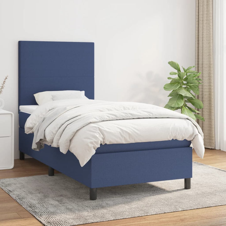 kontinentalseng med madras 90x190 cm stof blå