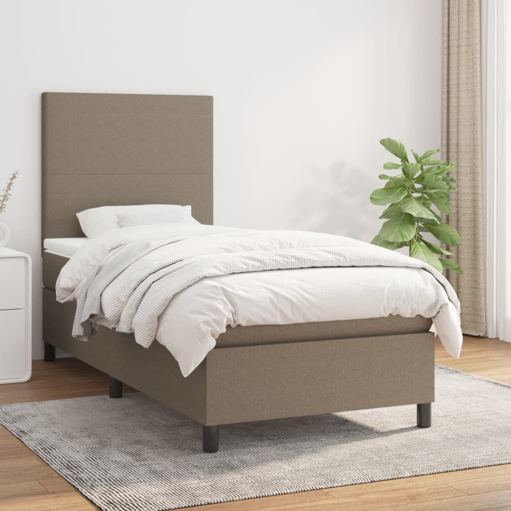 kontinentalseng med madras 90x200 cm stof gråbrun