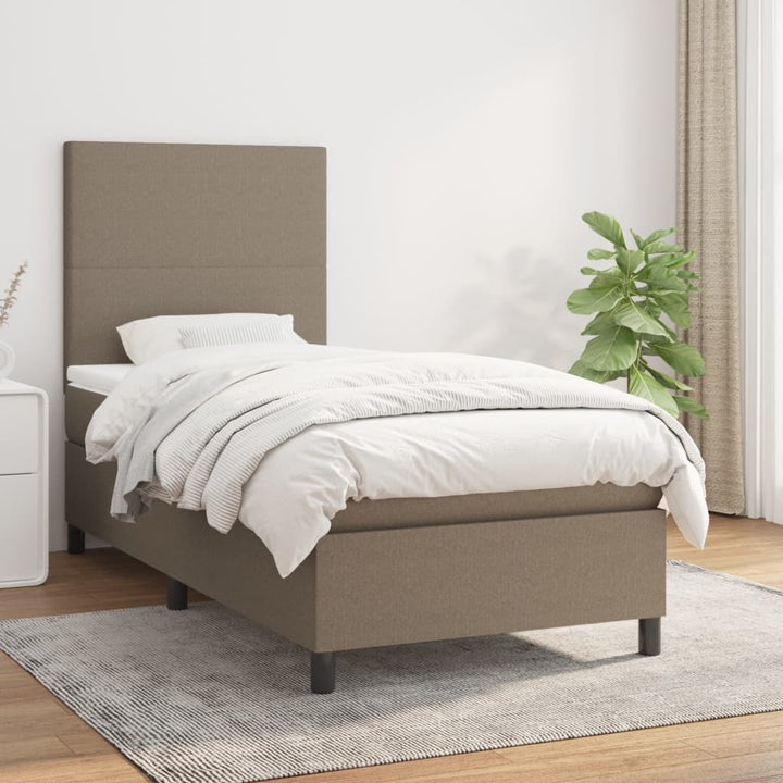 kontinentalseng med madras 90x200 cm stof gråbrun