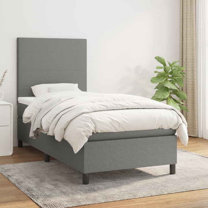 kontinentalseng med madras 100x200 cm stof mørkegrå