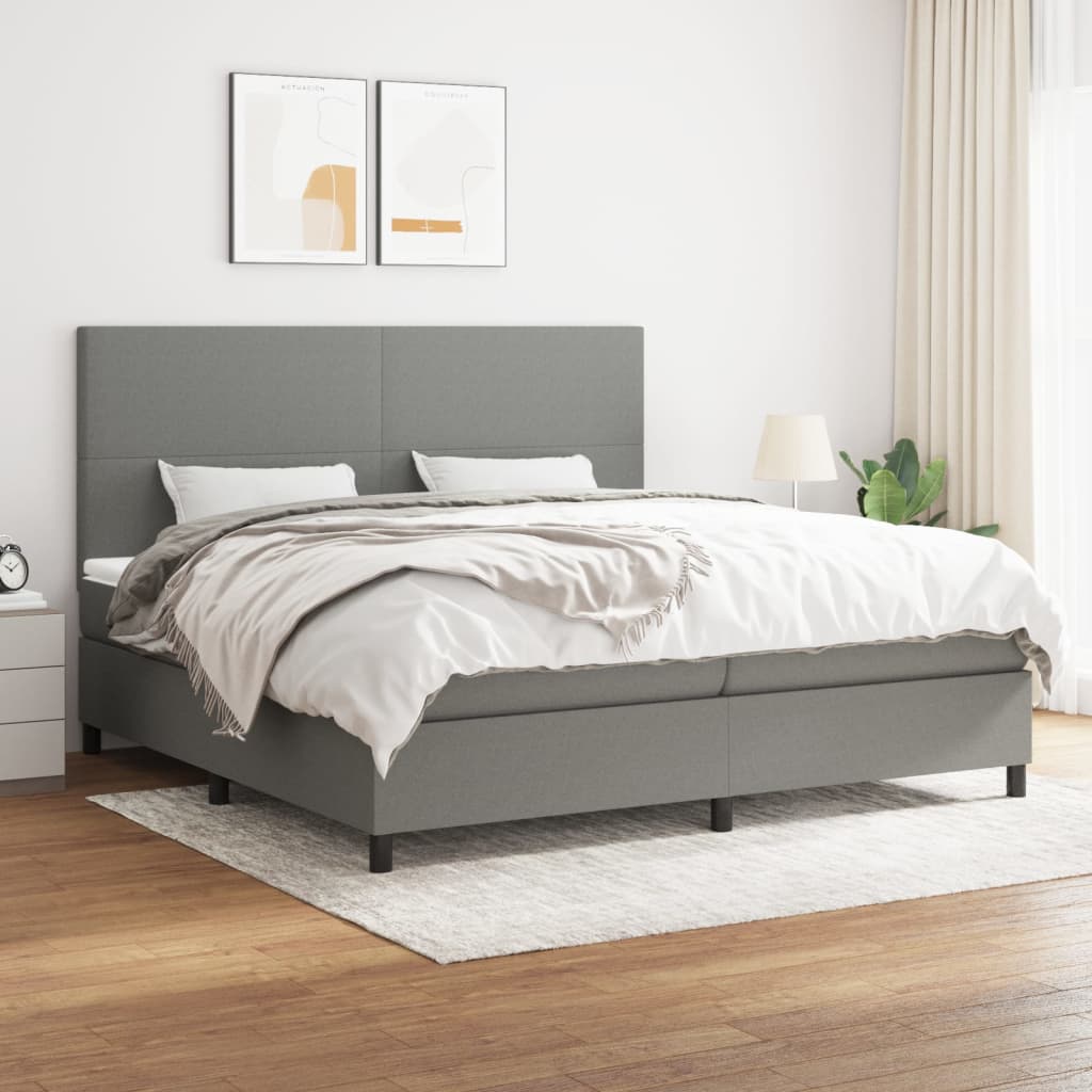 kontinentalseng med madras 200x200 cm stof mørkegrå